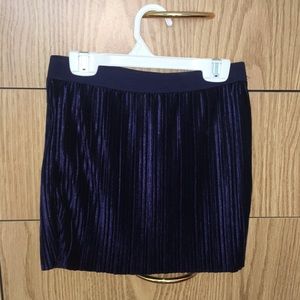 Purple, Velvet Girls Skirt with Vertical Stripes
